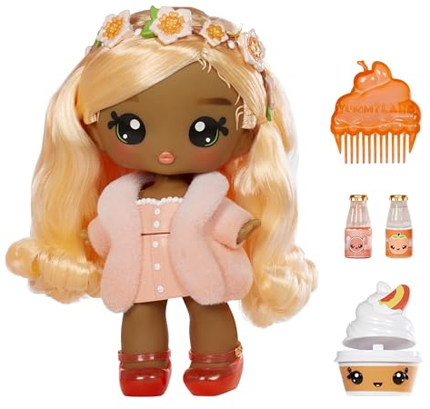 Yummiland Large Doll und Num Nom Lipgloss Pet - Piper Peach und Swirlyboo - Duftende Puppe mit DIY Lipgloss-Set - Geeignet für Kinder ab 4 Jahren