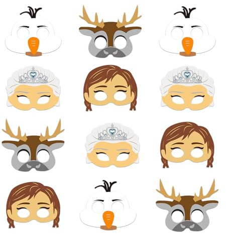 TOPWAYS 12 Stück Masken, Bunte Maske, Geburtstag Deko Charakter Passen Cosplay Halloween Maskerade Kindergeburtstag Partyzubehör
