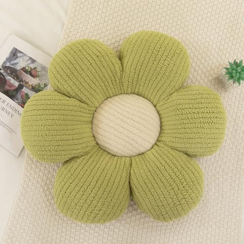 Menoeceus Blumenkissen, Blumenform, niedliches Bodenkissen, Dekokissen, Sitz für Schlafzimmer, Sofa, Stuhl (Salbeigrün, 40 cm)