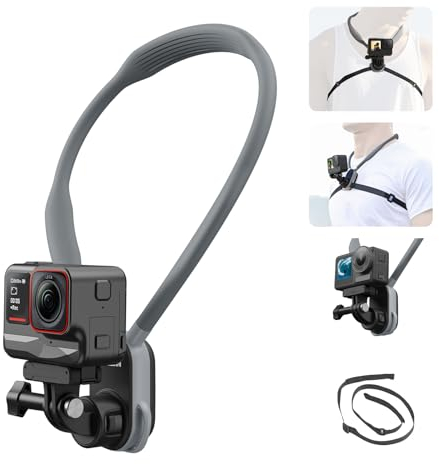 S2 MAX Camera Neck Mount With Magnetic Quick Release + Fixing Chest Strap, Necklace Lanyard Strap Holder Clip for DJI Osmo Action 5 Pro/4 Go Pro Hero 13 12 11 10 Insta360
