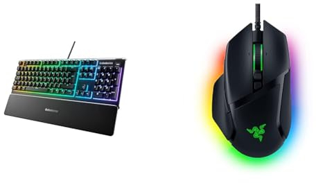 SteelSeries Apex 3 - Gaming Tastatur - 10-Zonen RGB-Beleuchtung & Razer Basilisk V3 - Kabelgebundene, anpassbare Gaming Maus
