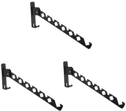 SOLUSTRE 3stücke Foldbarer Wandmontierter Kleiderständer Aus Metall Raumsparendes Kleidungstrocknungsregal Mit Antirutsch-Haken Für Schlafzimmer Und Waschküche