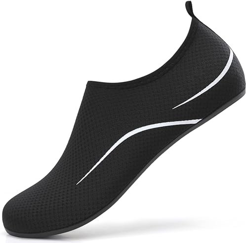 BARFULKER Badeschuhe Damen Wasserschuhe Herren Neoprenschuhe Strandschuhe Aquaschuhe Surfschuhe Schwimmschuhe Wassersportschuhe Leicht Hausschuhe. Schwarz,40 EU