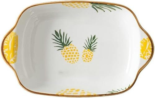 HBKUHIUT Kitchen Dish Plate Ceramic Bakeware with Binaural Oven Dish Household Porcelain Tray Tableware Cooking Bakeware (Color : A)-C