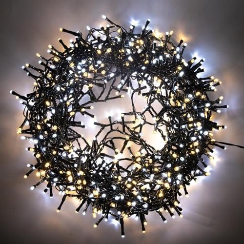 SHATCHI 1000LEDs Christmas Tree Compact Cluster Fairy Lights Multifunction 8 Light Modes, Timer Green Cable Indoor/Outdoor Low Voltage Holiday Home Decorations