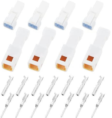 VGOL 10 Sets 2-polige JST-Steckdosen, männliche und weibliche Stecker mit Klemmen, wasserdichte Schale, Kabelbaumstecker, geeignet für Motorräder und Roller