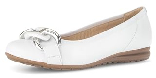 Gabor Damen Klassische Ballerinas, Frauen Flats,Ausgehschuhe,Abendschuhe,Slip-ons,klassisch elegant,Ballerinen,Weiss (Uni+Silber),36 EU / 3.5 UK