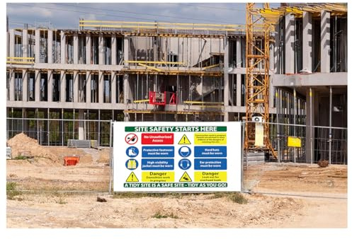 Panneau d'avertissement de sécurité pour chantier de danger, panneau d'affichage en aluminium de 3 mm, utilisation extérieure, chantiers de construction, réglementations de santé et de sécurité