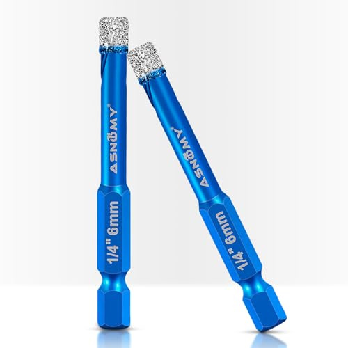ASNOMY 2Pcs 6mm Diamantbohrer Fliesenbohrer Glasbohrer Set,6mm Diamant Fliesen Bohrer für harte Fliesen Keramik, Feinsteinzeug, Marmor und Granit