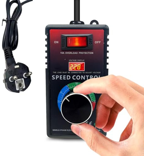 Regolatore Velocita Ventilatore,220V Regolatore di Tensione Temperatura Motore Fan Speed Controller Regolatore di Velocità del Motore Dimmer 10A Per Mediante Smerigliatrice Angolare