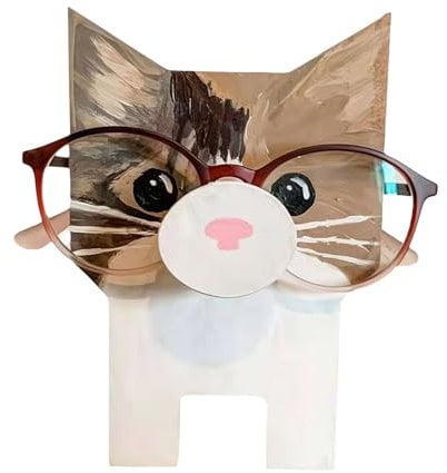 Holztier-Brillenständer, niedlicher Tier-Glashalter-Ständer, Haustier-Brillen-Halter, Tierbrillenhalter, Holz-Brillenhalter für mehrere Brillen, Geschenk für Geburtstag und Urlaub (Katze)