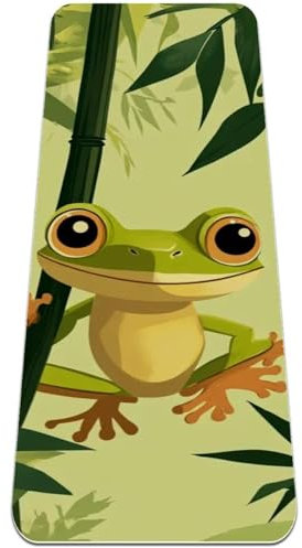 Frog Tapis de yoga antidérapant en bambou de 6 mm d'épaisseur pour femme, tapis d'entraînement pour la maison, le yoga chaud, le pilates et les entraînements au sol - 183 x 61 cm (L x l)