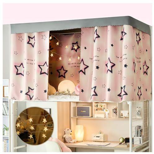 Sternenhimmel-Baldachin für Etagenbetten, Baldachin-Bettrahmen, Pfostenstangen, Etagenbett-Abdeckungszelt, Twin-Top-Etagenbett-Zelt, Baldachin, rosa Baldachin-Bettvorhänge, Schlafsaalbett, Sichtschut