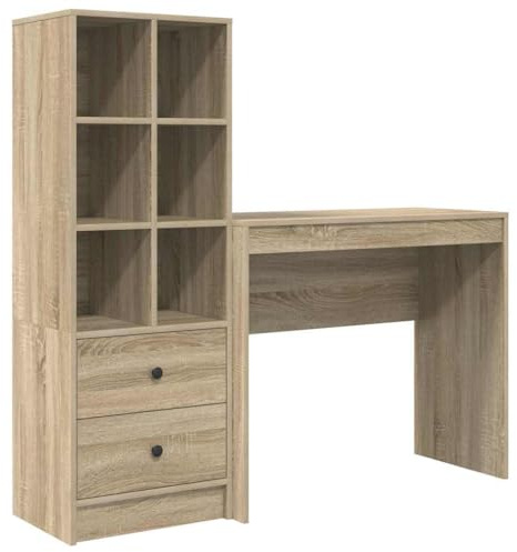 vidaXL Sonoma Oak Wooden Desk with Storage Space