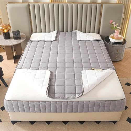 Fodera Materasso Matrimoniale Con Cerniera Copri Proteggi Materasso Imbottito Personalizzabile Coprimaterasso Sacco Trapuntato Singolo Una Piazza E Mezza Lavabile(Grigio chiaro,160x200x20cm)