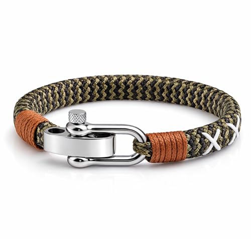 Uniqal | Segeltau Armband Herren & Damen | Maritimes Armband mit Edelstahlschäkel | Robust & Wasserfest, Geschenk für Sie & Ihn | Nautisch bracelet