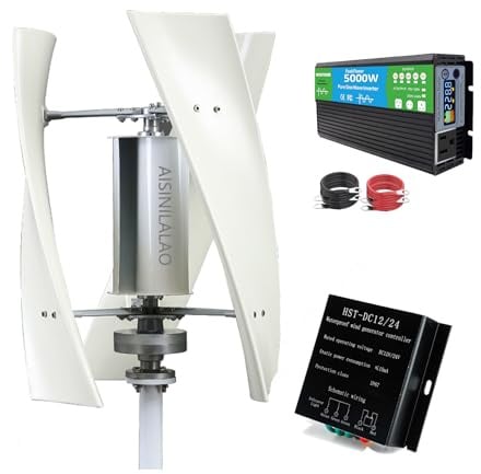 AISINILALAO Kit Verticale di Piccola turbina eolica Portatile da 6000W con generatore Permanente Maglev con Inverter di Potenza e regolatore di Carica eolica Adatto per Esterni (12V-220V),24v