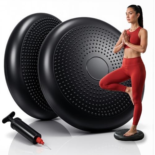 Balance Kissen Orthopädisches Sitzkissen Ø 32 cm Gleichgewichtstrainer mit Noppen Balancekissen aufblasbar inkl. Pumpe
