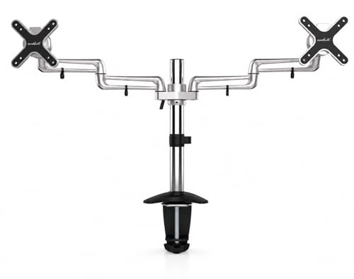 PureMounts Monitorhalterung Tischhalterung 17-32 Zoll VESA 75 100 Halterung | Monitor Halter für 17-32 Zoll Displays, VESA 75 100, neigbar, schwenkbar, höhenverstellbar, Halterung für 2 Bildschirme