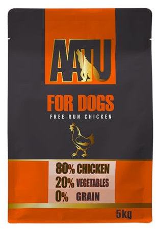 AATU Trockenfutter für Hunde, 80/20 Hundetrockenfutter mit Hühnerfleisch, Hundefutter Getreidefrei mit Hohem Proteingehalt, Natürliche Tiernahrung für Ausgewachsene Hunde Aller Rassen, 5 kg