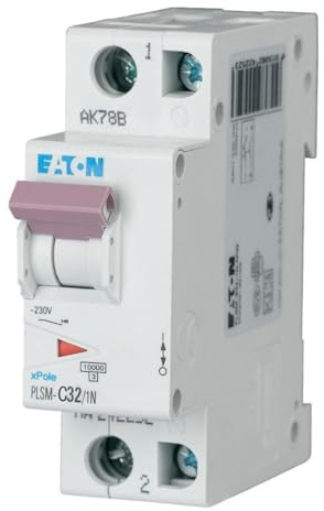 Eaton PLSM-C32/1N-MW Leitungsschutzschalter 32A 1P+N 1-polig+N C-Charakteristik LS-Schalter (242275 alt 244803)