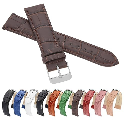 MARCHEL Croco LM-55 Lederarmband 18 mm Braun mit Krokoprägung für Armbanduhren Uhrenarmband Krokodilmuster
