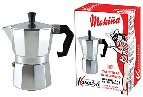 Caffettiera Moka Caffè 3 Tazze Alluminio Grigio Guarnizione Silicone Kasaviva