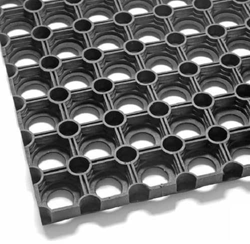 Gummimatte Schmutzfangmatte Ringgummimatte Ringmatte Fußmatte Fußabtreter komplett aus Gummimaterial 16 mm Höhe 5 Größen (40x80) Schwarz Entwässerungslöcher wetterfest