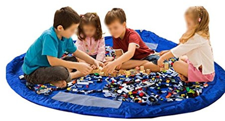 Hivel Tragbar Spielzeug Speicher Tasche Aufraumsack Aufbewahrung Beutel Spielzeugaufbewahrung Spieldecke fur Lego,Kinder GroBe Durchmesser 150cm - Blau