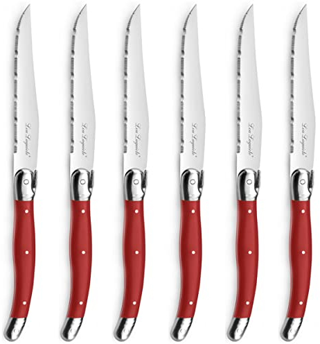 Lou Laguiole 2511RDK000K35 6 Steakmesserblock, Edelstahl, Rot, Einheitsgröße