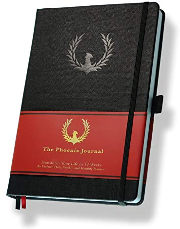The Phoenix Journal – Bester Tageszielplaner, Organizer & Kalender für Zieleinstellung, Dankbarkeit, Glück & Produktivität – Vision Board & Habit Tracking – 12 Wochen, Undatiert, Hardcover – Schwarz