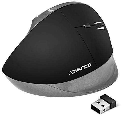ADVANCE SOURIS SANS FIL BUREAUTIQUE ERGONOMIQUE VERTICAL PLUS BLACK / 6 BOUTONS / 2400 Dpi / CAPTEUR OPTIQUE