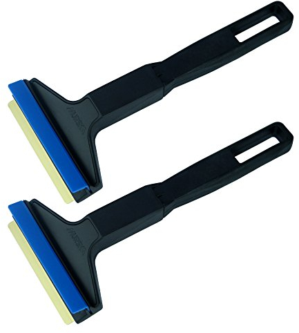 Eiskratzer Auto [2 Stück] - Messing Scheibenkratzer Auto - schnell, mühelos & schonend - aus Premium HIPS - Murska mit Messingklinge & Gummilippe - effizient Schneekratzer Auto - Finnland Schwarz Blau