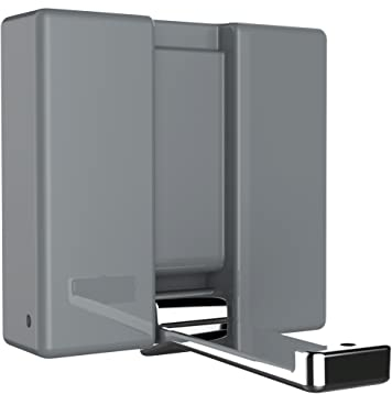 WENKO Klapphaken Basic Alpha, klappbarer Wandhaken zum Anbohren, mit Abrutschsicherung, modernes Design, Kunststoffgehäuse und Stabiler Metallhaken, 8 x 8 x 2,5 cm, Grau