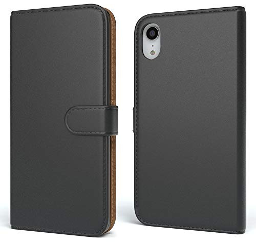 EAZY CASE Tasche kompatibel mit iPhone XR Schutzhülle mit Standfunktion Klapphülle im Bookstyle, Handytasche Handyhülle Flip Cover mit Magnetverschluss und Kartenfach, Kunstleder, Schwarz