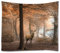A.Monamour Wandteppiche Hirsch Im Roten Nebligen Herbst Wald Bunte Bäume Tier Themen Natur Landschaft Landschaft Kunstdruck Stoff Wandteppich Wandbehänge Wandbild Für Schlafzimmer Wohnzimmer 180x230cm