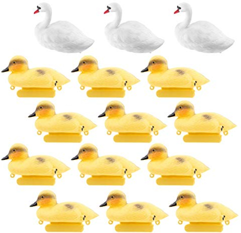 Tubayia 15 Stück Lebensechte Ente Schwan Tierfigur Gartenfigur Dekoration für Garten Rasen Teich