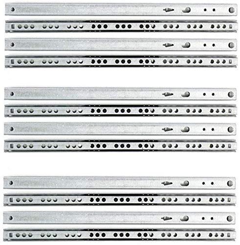 6 Pairs Metal Groove Ball Bearing Drawer Runner Draw Depth for 17mm (h17_406mm x 6 Pairs)