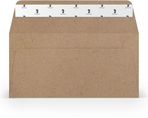 PAPERADO 25 Briefumschläge DIN lang/DL Haftklebung - Kraftpapier - 100 g/m² Kuvert ohne Fenster 22 x 11 cm - Umschläge mit Haftklebung breite Klappe