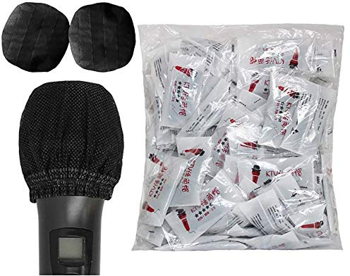 Pack of 200 Disposable Microphone Cover Windscreen Mic Non-woven Fabric Splashproof Special Dust Cover Black