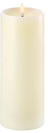 Uyuni Piffany Copenhagen Lighting Pillar LED Kerze tiefer Docht 7,8 x 20 cm Echtwachs Ivory - 6 Stunden Timerfunktion - Keine Brandgefahr, Keine Rußbildung und kein Geruch'