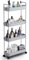 SOLEJAZZ 4-Tier Storage Trolley Cart Slide-out Slim Rolling Utility Cart Mobile Storage Shelving Organizer for Kitchen, Bathroom, Laundry Room, Bedroom, Narrow Places, Plastic, Grey