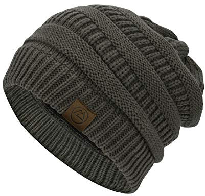 Durio Strickmütze Damen Mütze für Frauen Wintermütze Beanie Mütze Grobstrick Mütze Weich Dunkelgrau