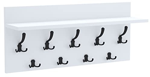 AKKE Garderobenpaneel Garderobenleiste Wandgarderobe Mit Ablage Wandpaneel Garderobe PVC Verti 40x90 cm SCHWARZ | WEISS