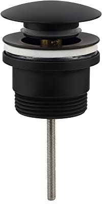 Valvola Clic Clac Universale Nero Opaco - Piletta Push-up per lavandino e bidet, con finitura in nero opaco