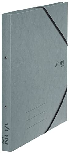 VON Leitz Ringbuch A4, Mit 2 Ringen, Gummibandverschluss, Karton, 25 mm Rückenbreite, Für 140 Blatt, Ringordner für Schule, Studium & Haushalt, 5 Stück, Grau, 30120085