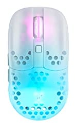 Xtrfy MZ1 Wireless, Mouse da Gioco Senza Fili Ultraleggero, Radio 2,4 GHz, Forma Esclusiva per un Puntamento Ottimale, Illuminazione RGB, Ricaricabile, Bianco