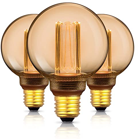 Edison Vintage Glühbirne E27 Dimmbar, E27 LED Vintage Design Birne, Retro Stil zur Stimmungsbeleuchtung, 230V 120LM 1800K extra warmweiß dimmbar, 3 Stück