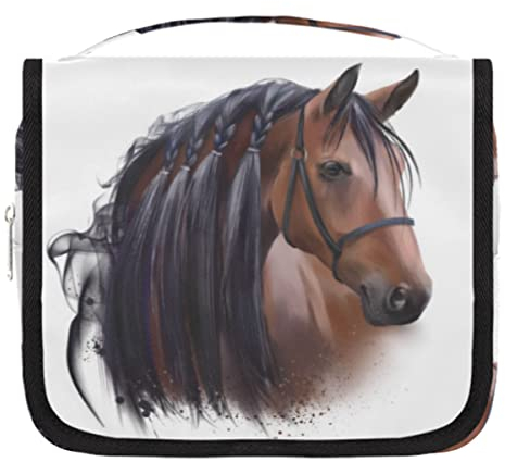 Kulturbeutel mit Pferd-Tiermuster, zum Aufh?ngen, f¨¹r Pferde, Reisen, Make-up, Kosmetiktasche, Organizer, Tasche mit Haken f¨¹r Damen, Herren, M?dchen