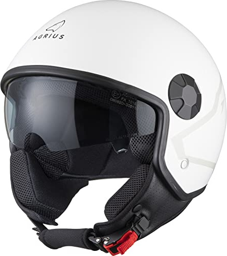 Agrius Score Shield Open Face Motorcycle Helmet L Matt Light Grey